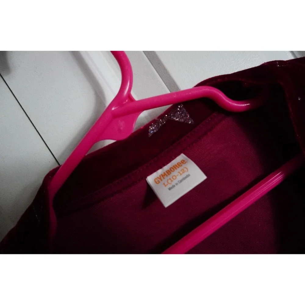 Gymboree Velvet Top Size L 10-12 Celestial Glitter Star Burgundy